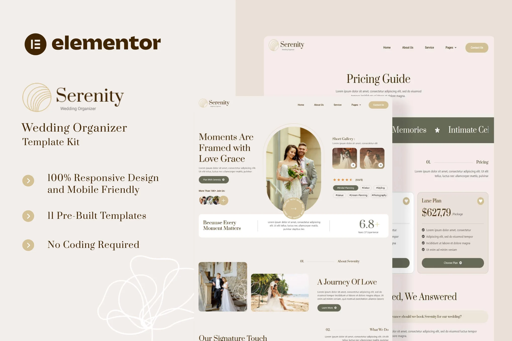 Serenity – Wedding Organizer Elementor Template Kit