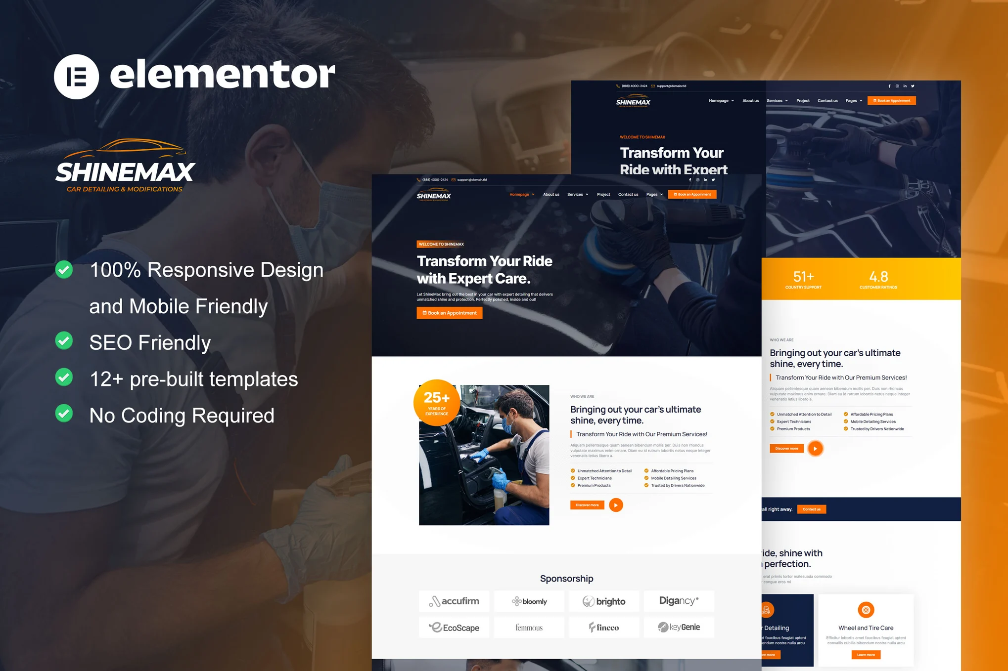 ShineMax – Car Detailing and Repair Services Elementor Pro Template Kit