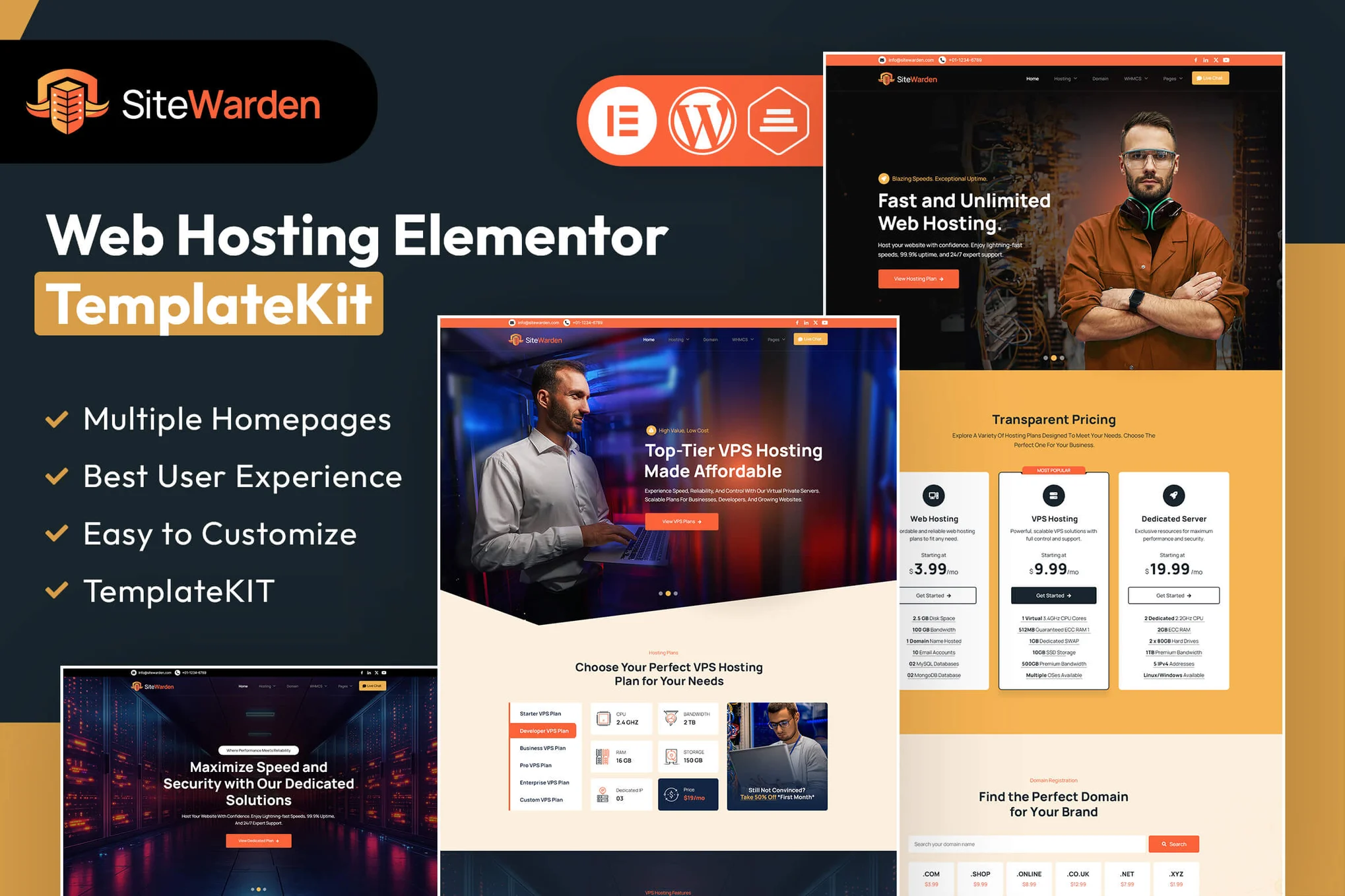 SiteWarden – Web Hosting Elementor Template Kit