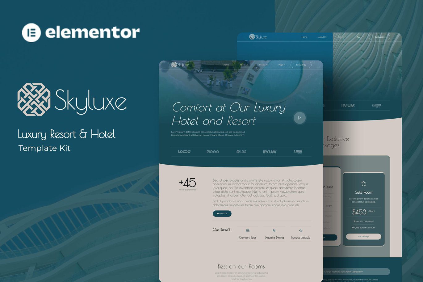 Skyluxe – Luxury Resort and Hotel Elementor Template Kit