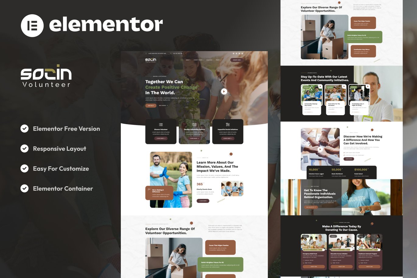 Socin – Volunteer and Charity Elementor Template Kit