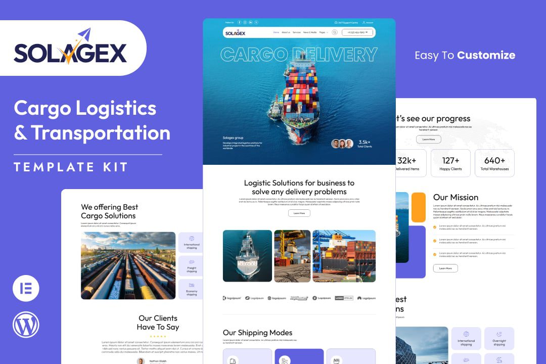 Solagex – Logistics and Transportation Elementor Template Kit