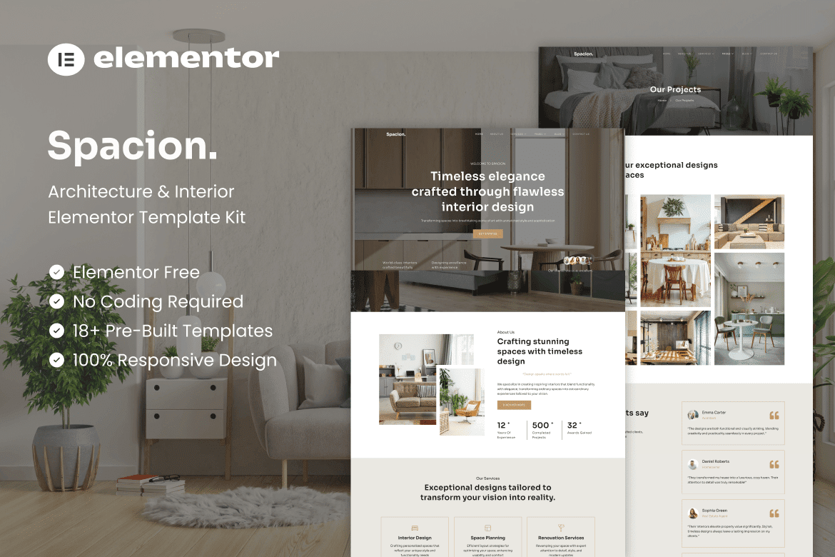 Spacion – Architecture and Interior Elementor Template Kit