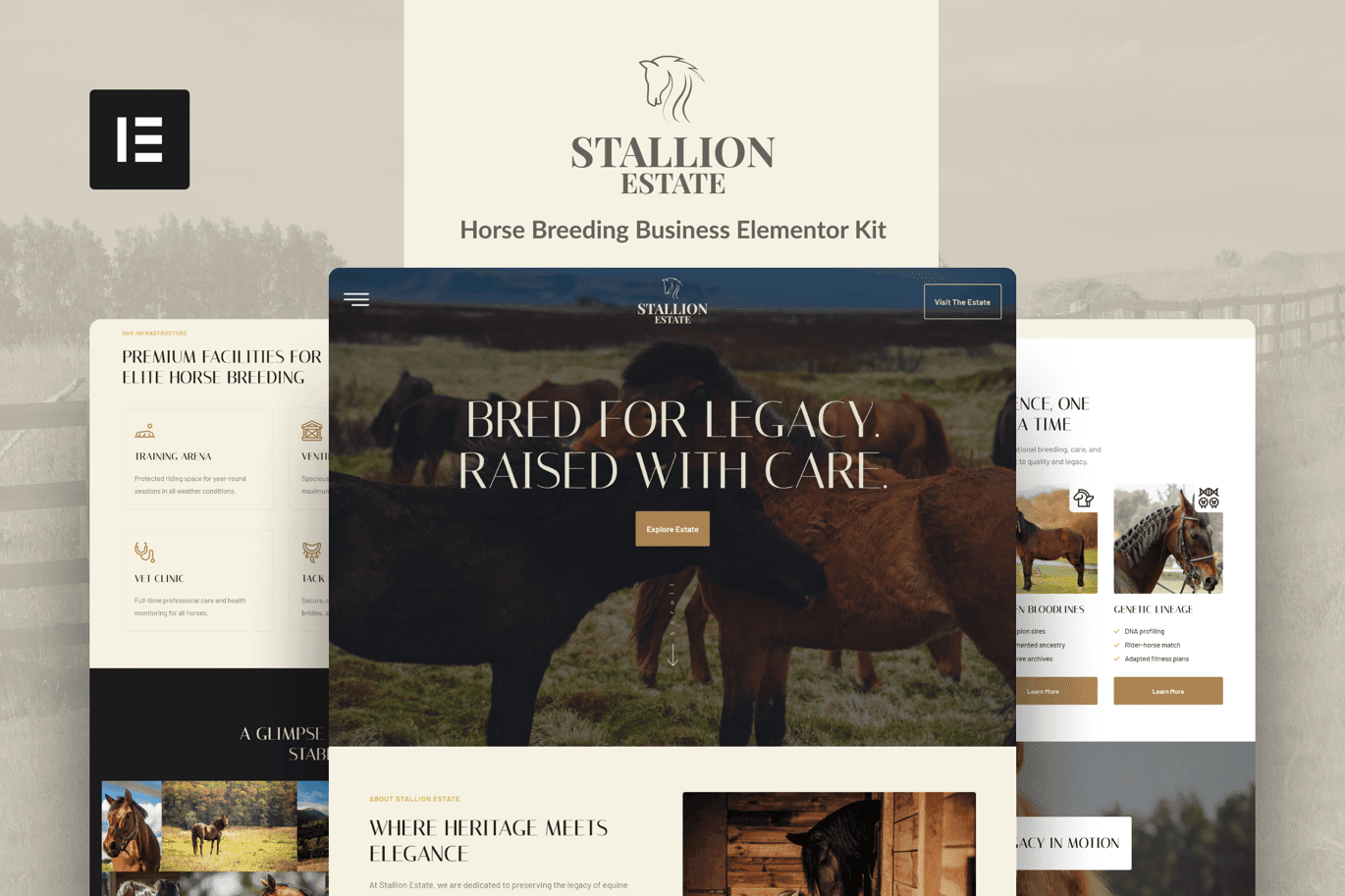 StallionEstate – Horse Breeding Business Elementor Pro Template Kit