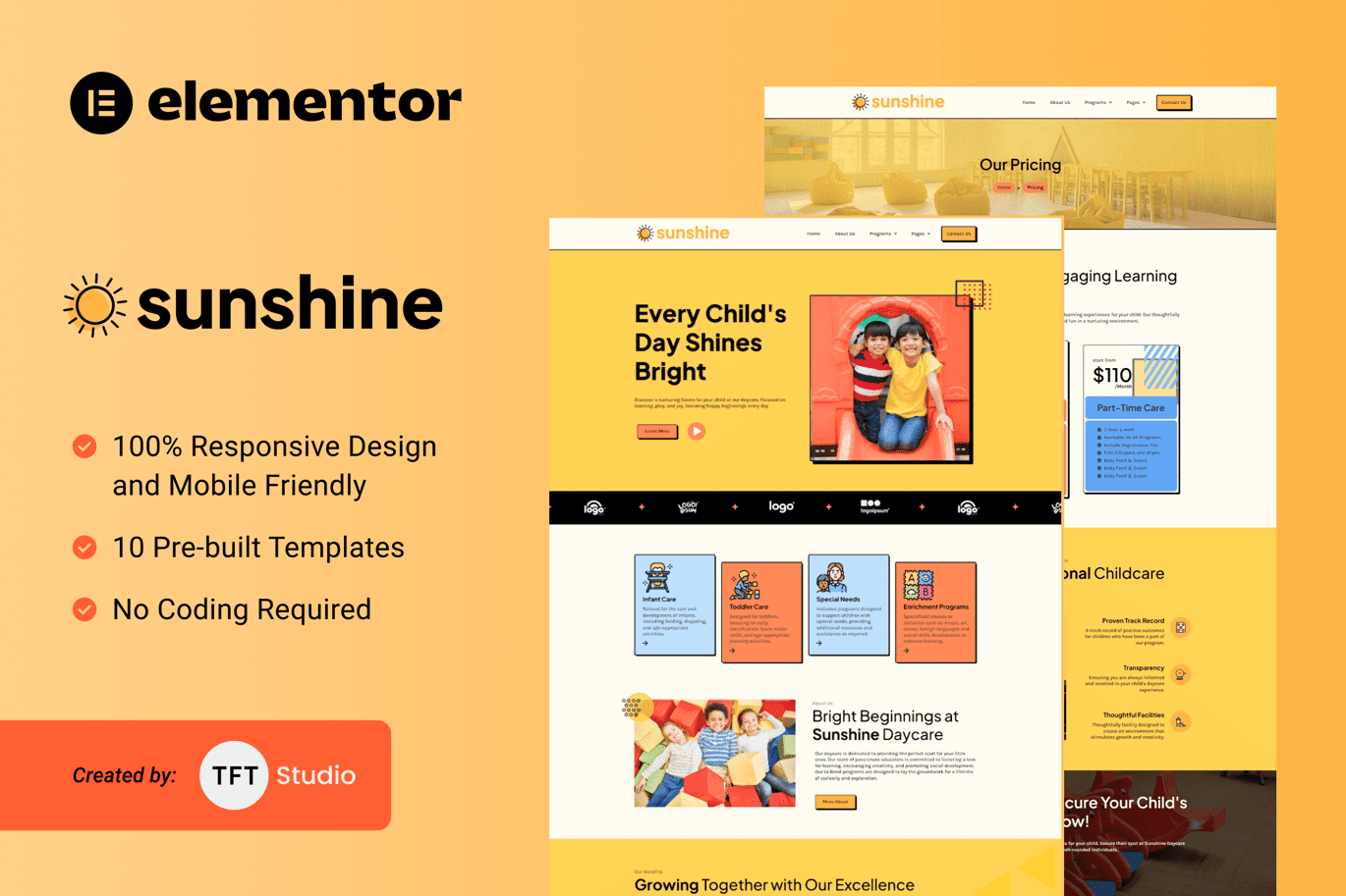 Sunshine – Cheerful Daycare Elementor Template Kit
