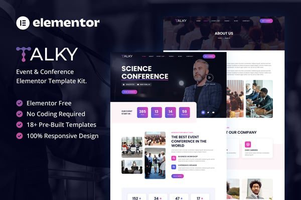 Talky – Event and Conference Elementor Template Kit
