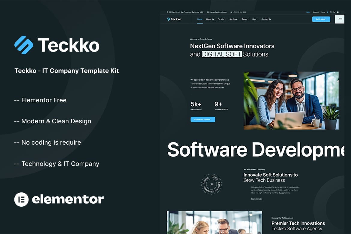 Teckko – IT Company Elementor Template Kit