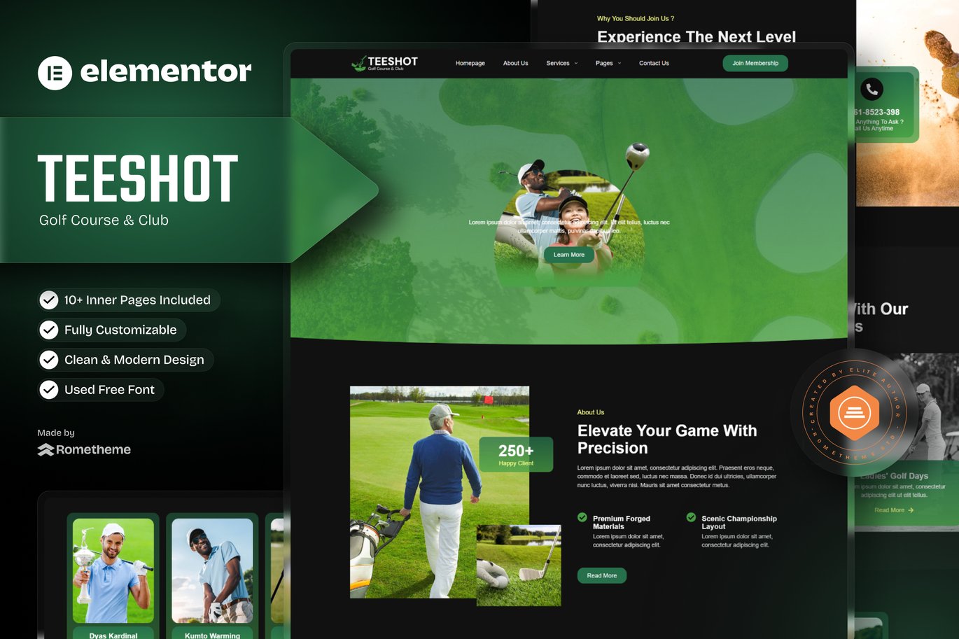 Teeshot – Golf Club and Course Elementor Template Kit