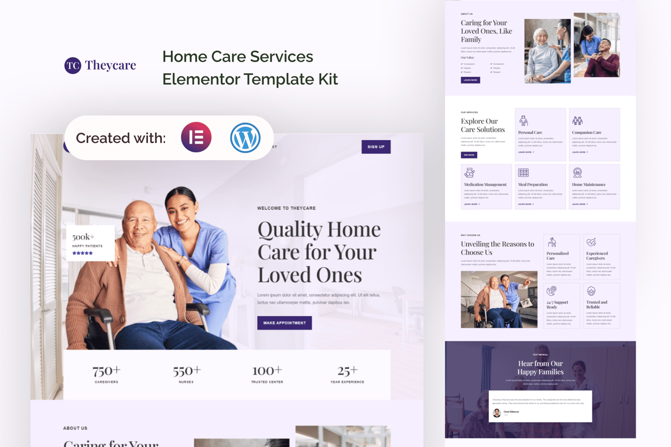 Theycare – Home Care Services Elementor Template Kit