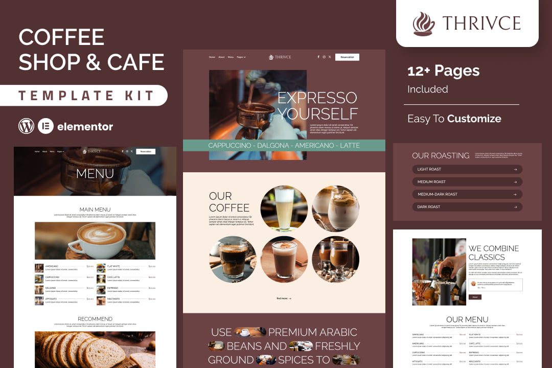 Thrivce – Coffee Shop and Cafe Elementor Template Kit