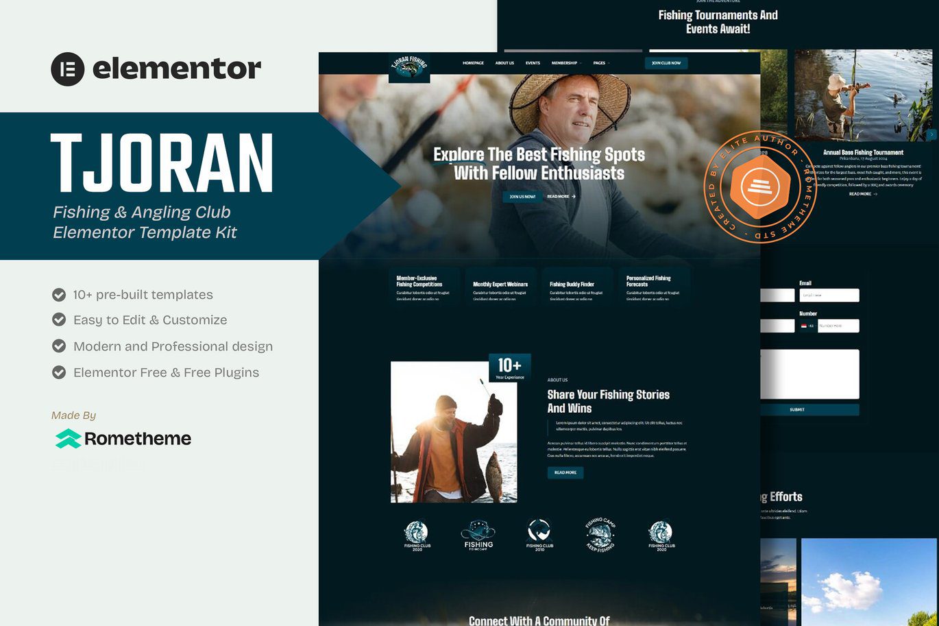 Tjoran – Fishing and Angling Club Elementor Template Kit