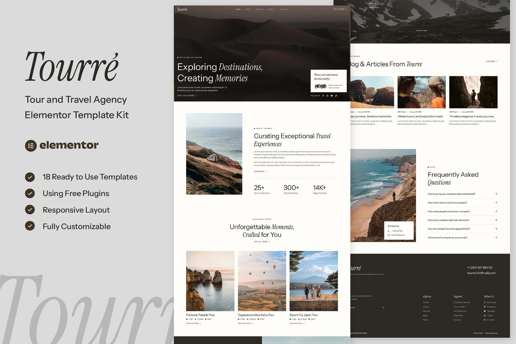 Tourre – Travel and Tour Agency Elementor Template Kit