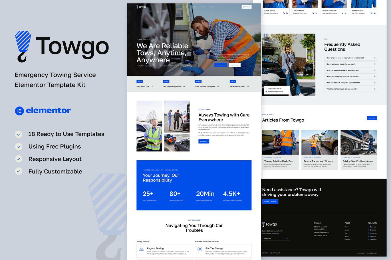 Towgo – Emergency Towing Service Elementor Template Kit