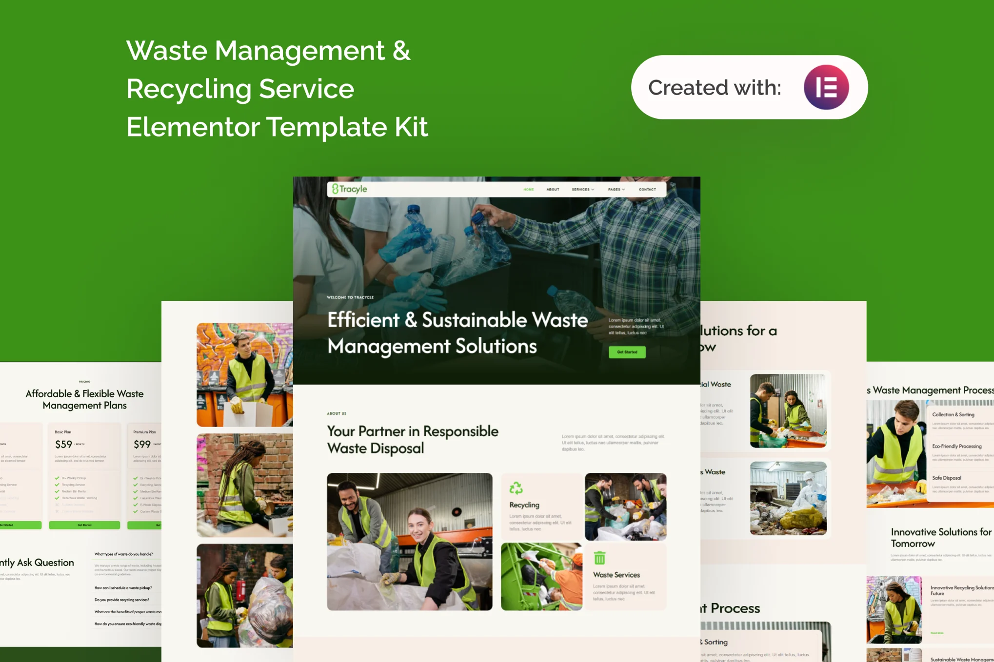 Tracyle – Waste Management and Recycling Service Elementor Template Kit