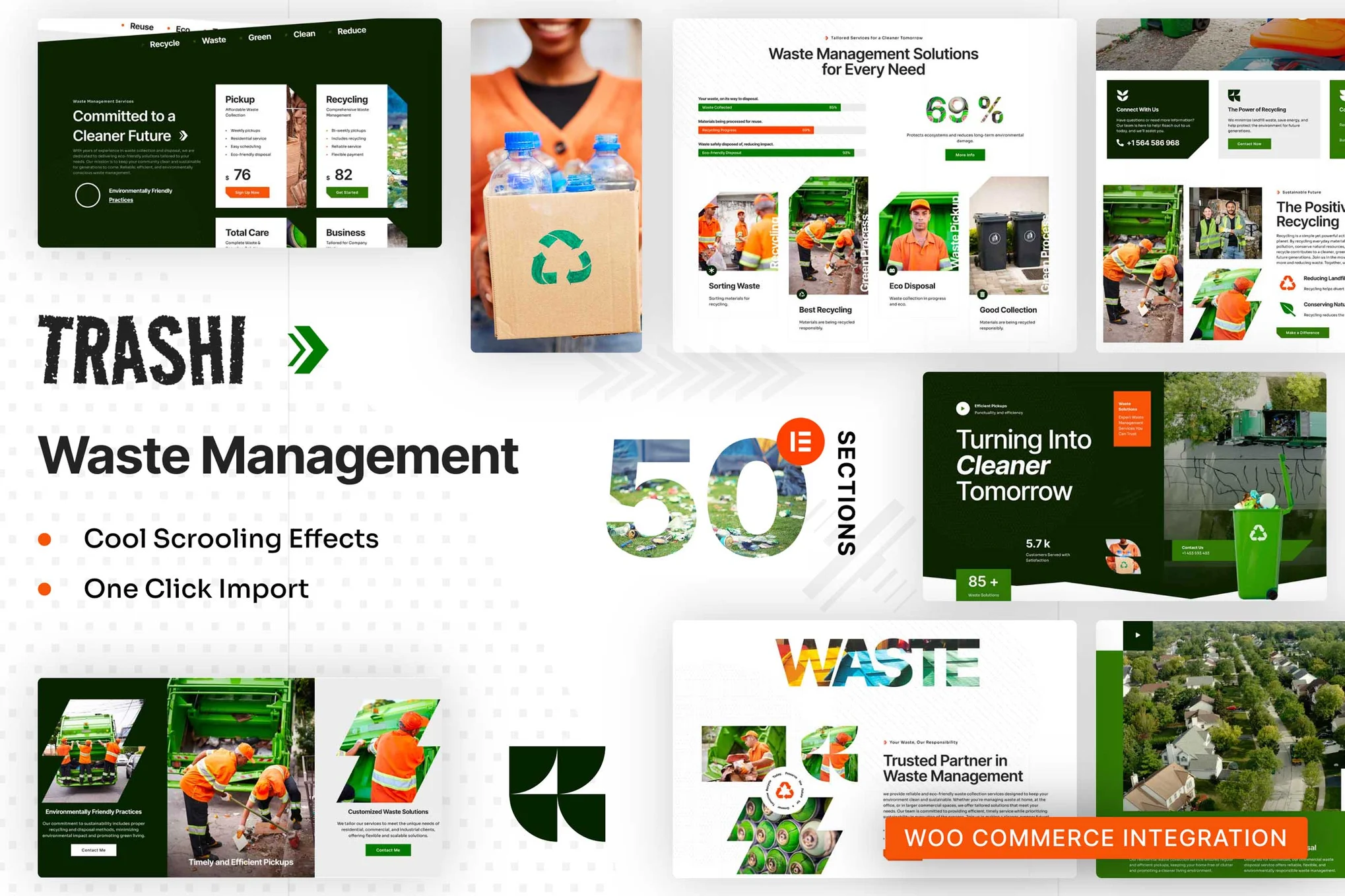 Trashi – Waste Management and Recycling Elementor Pro Template Kit