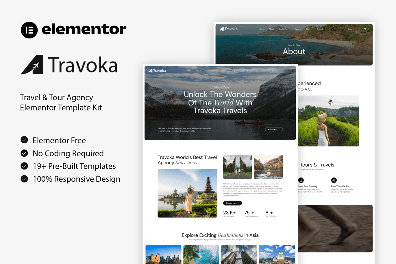 Travoka – Travel and Tour Agency Elementor Template Kit