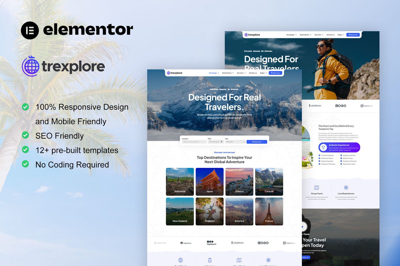 Trexplore – Travel and Tour Agency Elementor Pro Template Kit