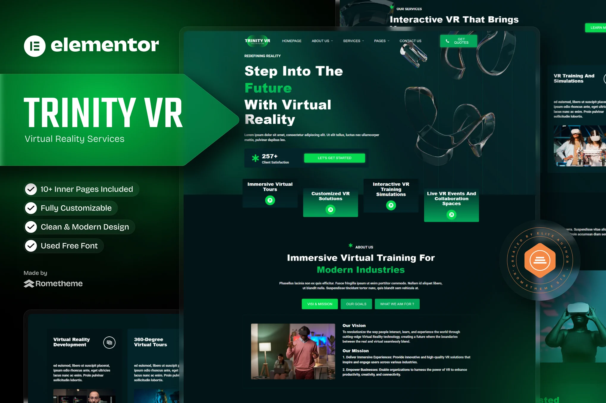 TrinityVR – Virtual Reality Services Elementor Template Kit