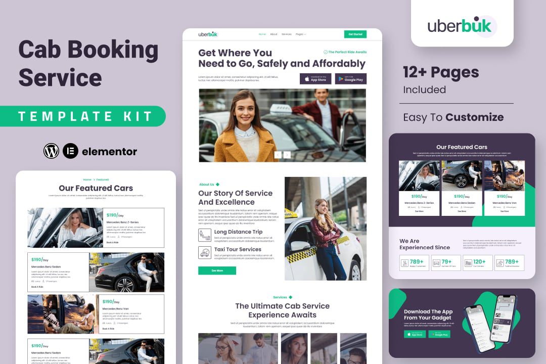 Uberbuk – Taxi Company and Online Cab Service Elementor Template Kit