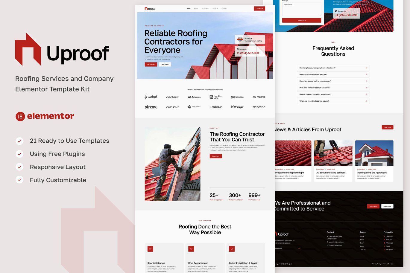 Uproof – Roofing Services and Company Elementor Template Kit