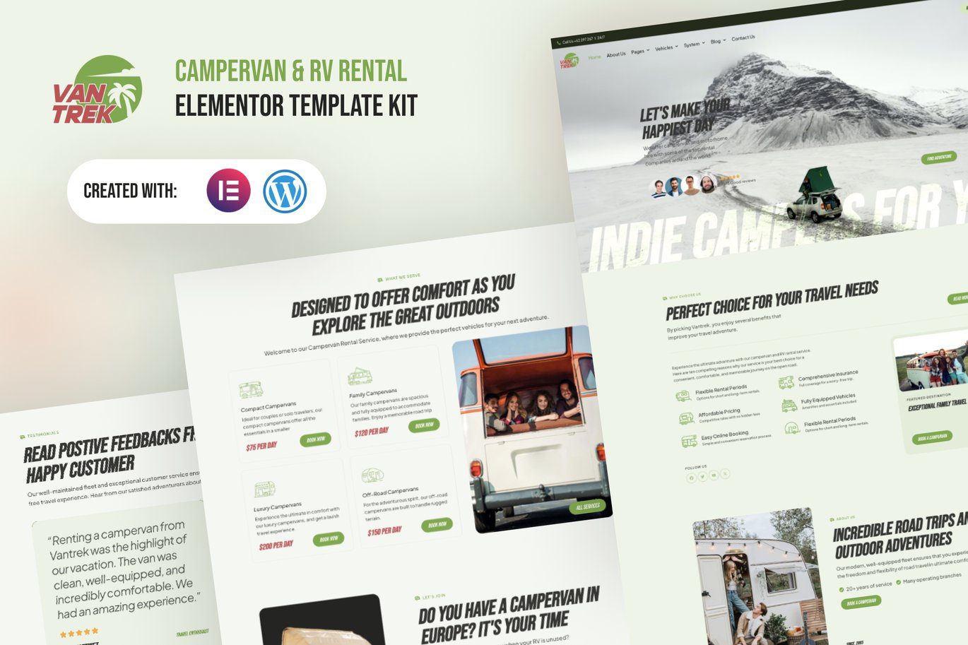 VanTrek – Campervan and RV Rental Elementor Pro Template Kit