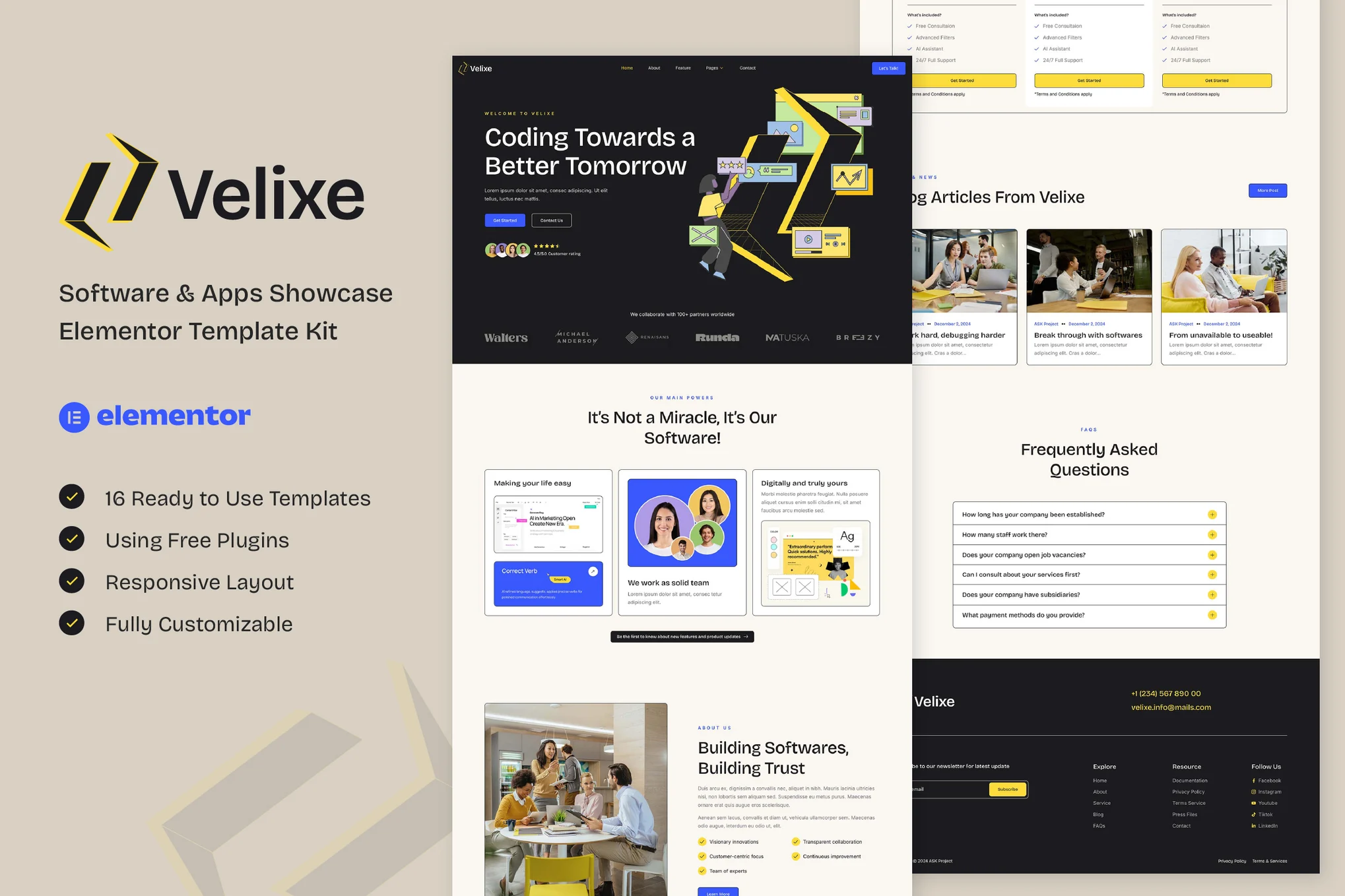 Velixe – Software and Apps Showcase Elementor Template Kit