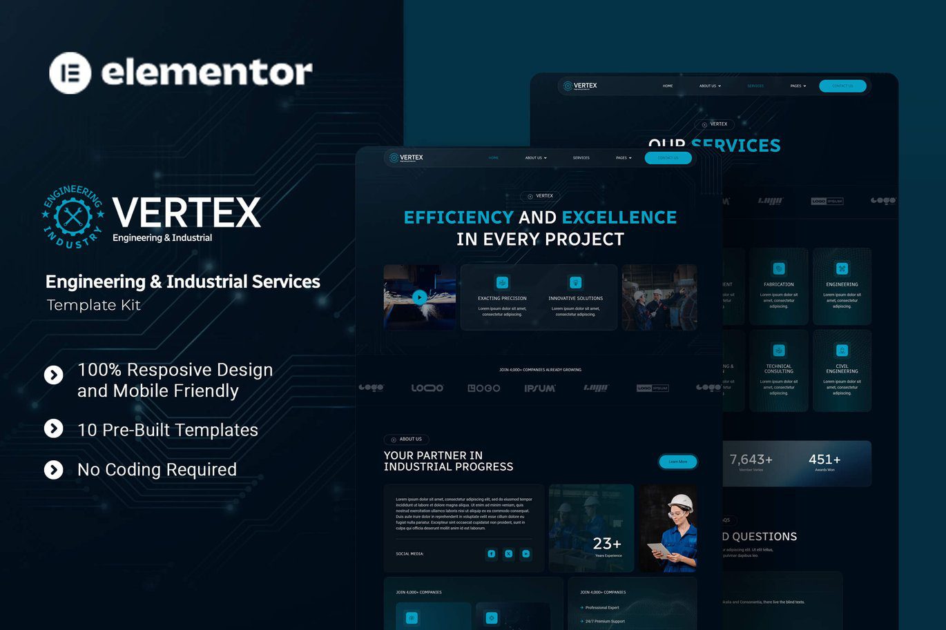 Vertex – Engineering and Industrial Services Elementor Template Kit