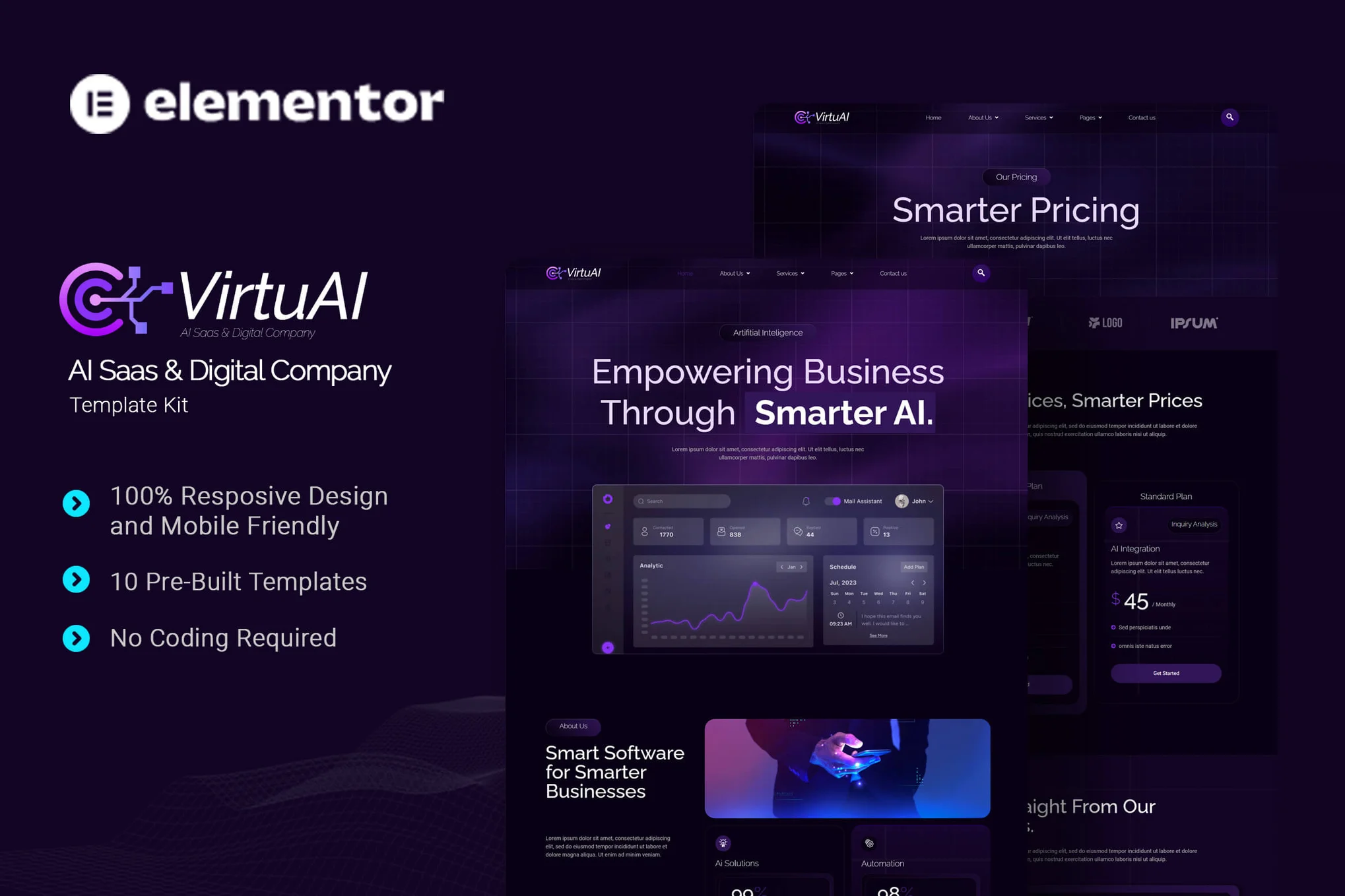 VirtuAI – AI Saas and Digital Company Elementor Template Kit