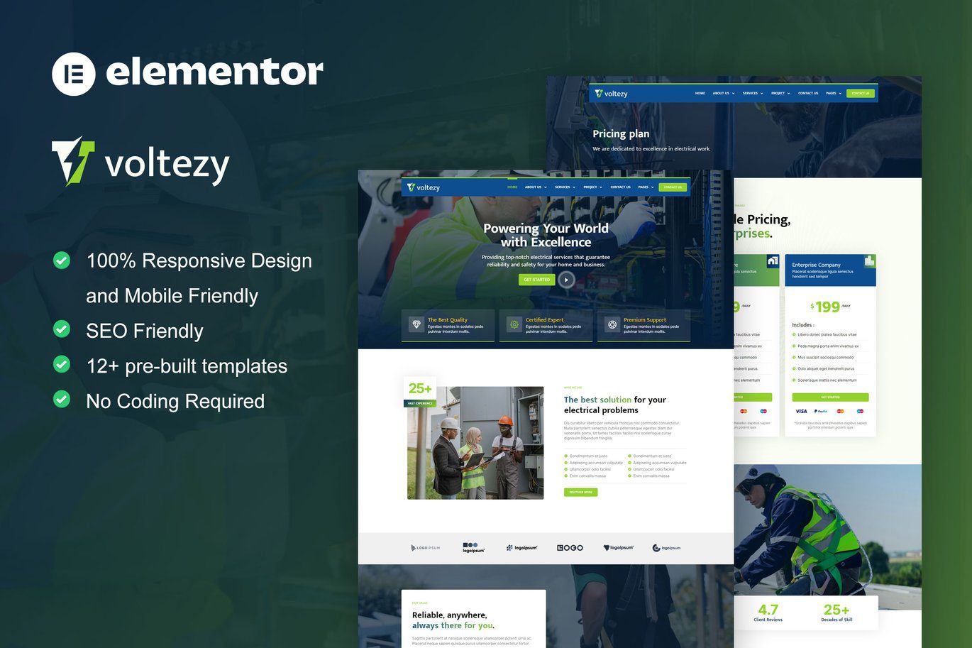 Voltezy – Electrical Installation and Maintenance Service Elementor Template Kit