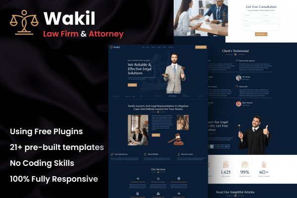 Wakil – Attorney Law Firm and Legal Services Elementor Template Kit