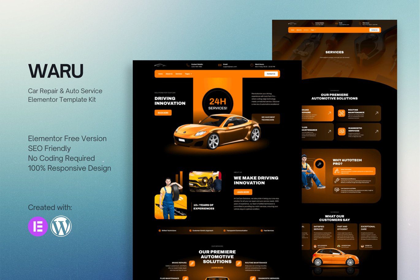 Waru – Car Repair and Auto Service Elementor Template Kit