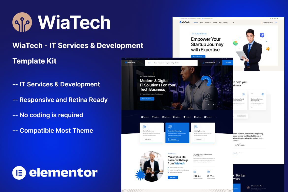 WiaTech – IT Services and Development Elementor Template Kit