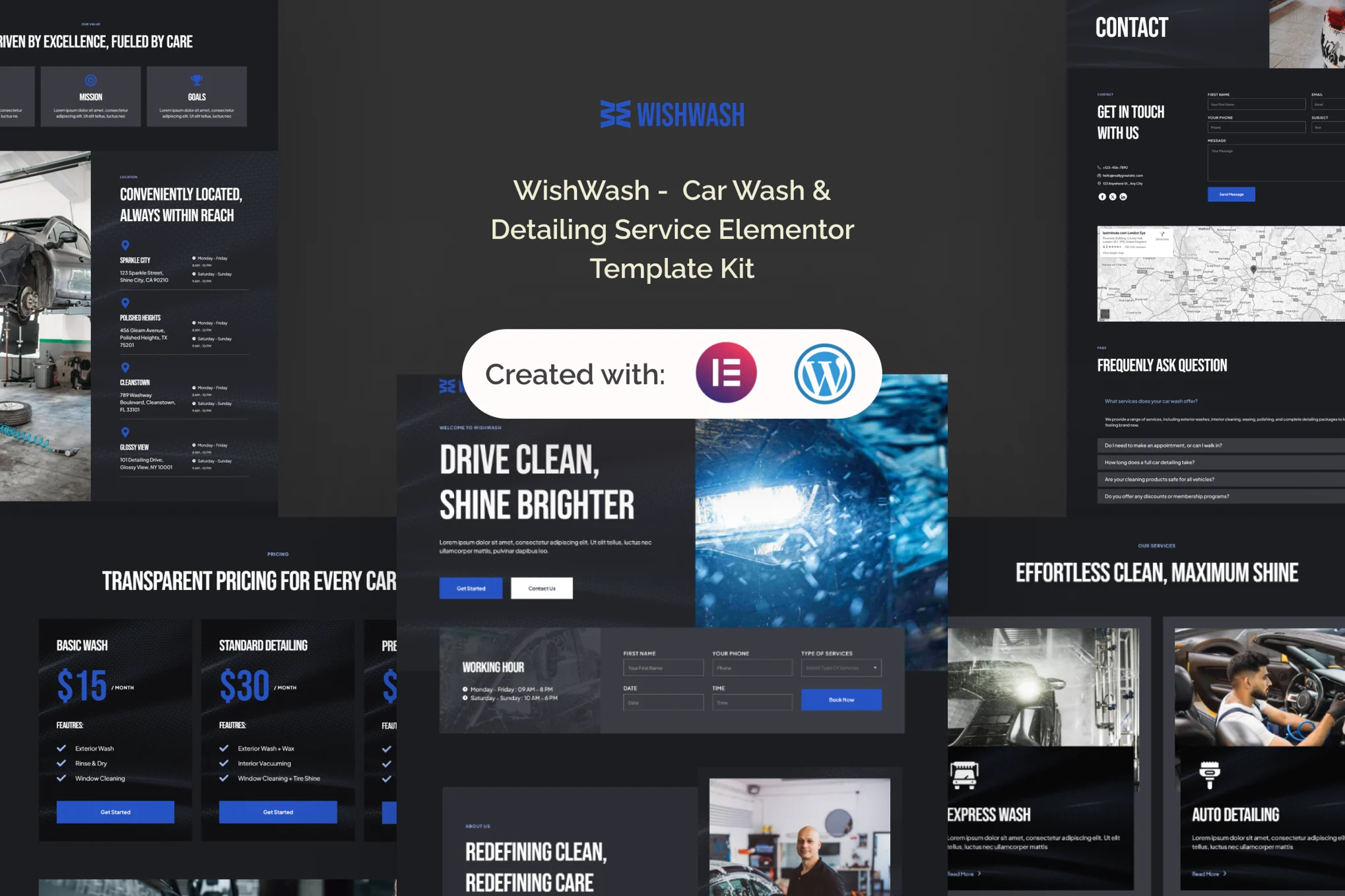 WishWash – Car Wash and Detailing Service Elementor Template Kit