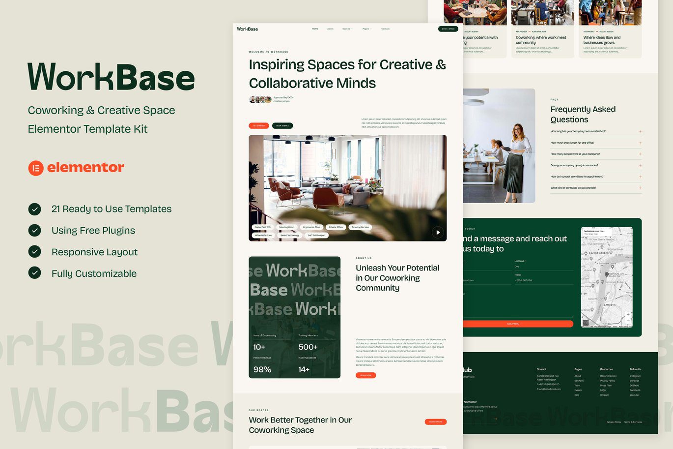 WorkBase – Coworking and Creative Space Elementor Template Kit