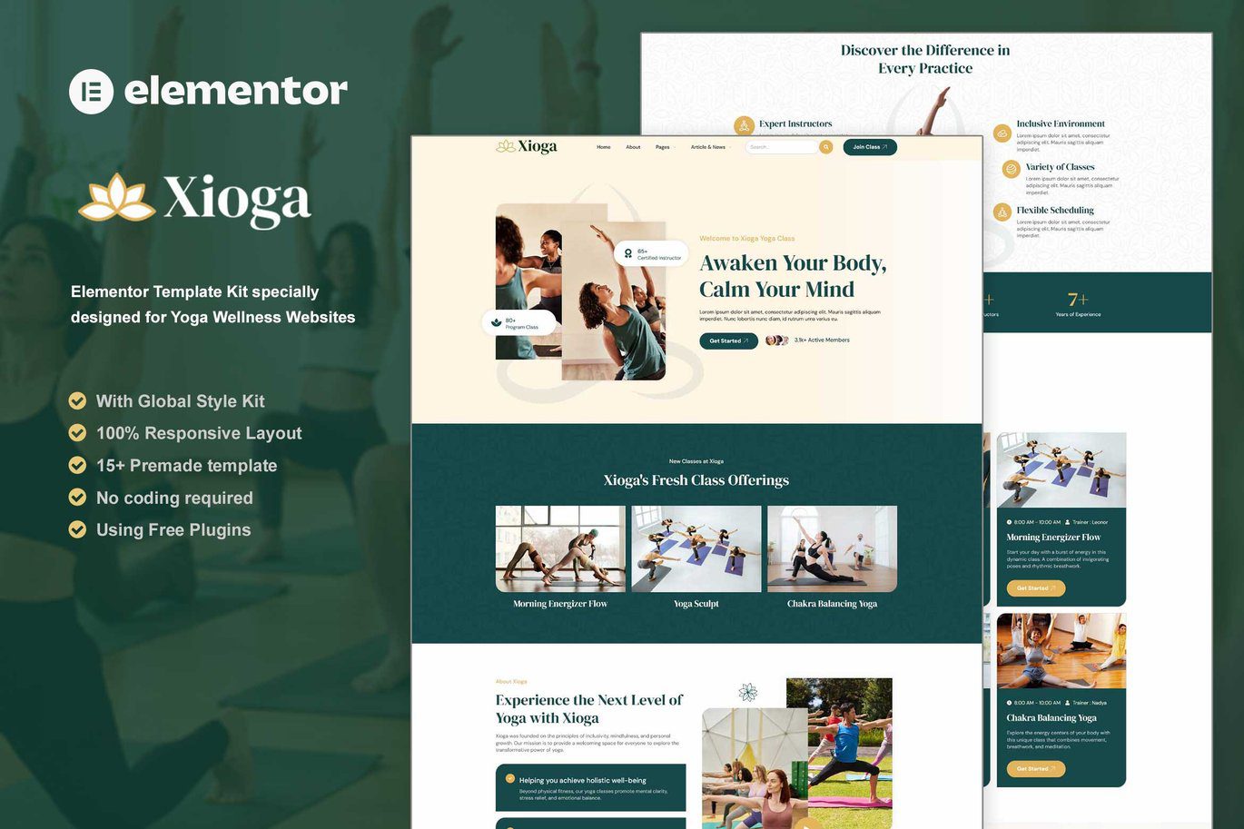 Xioga – Yoga Wellness Elementor Template Kit