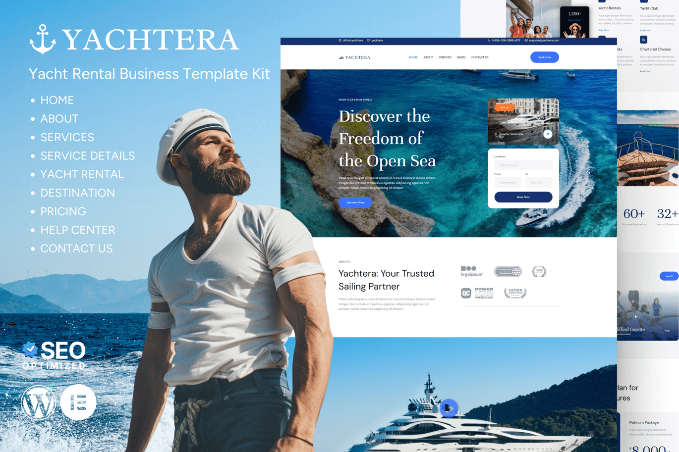 Yachtera – Yacht Club and Boat Rental Elementor Template Kit