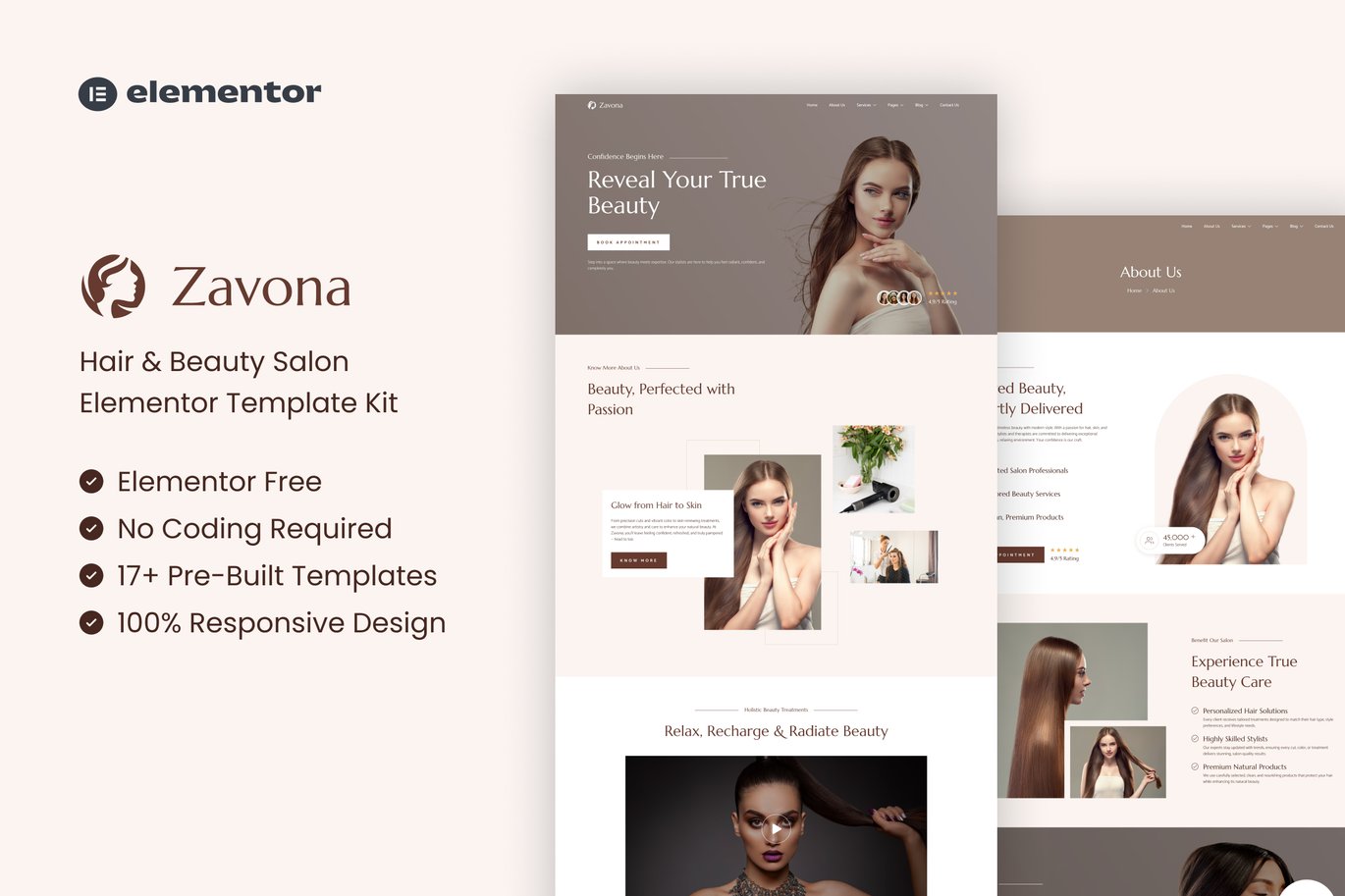 Zavona – Hair and Beauty Salon Elementor Template Kit