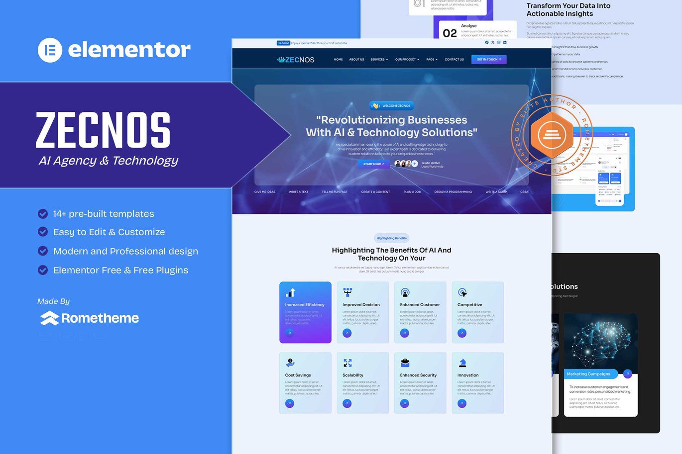 Zecnos – AI Agency and Technology Elementor Template Kit