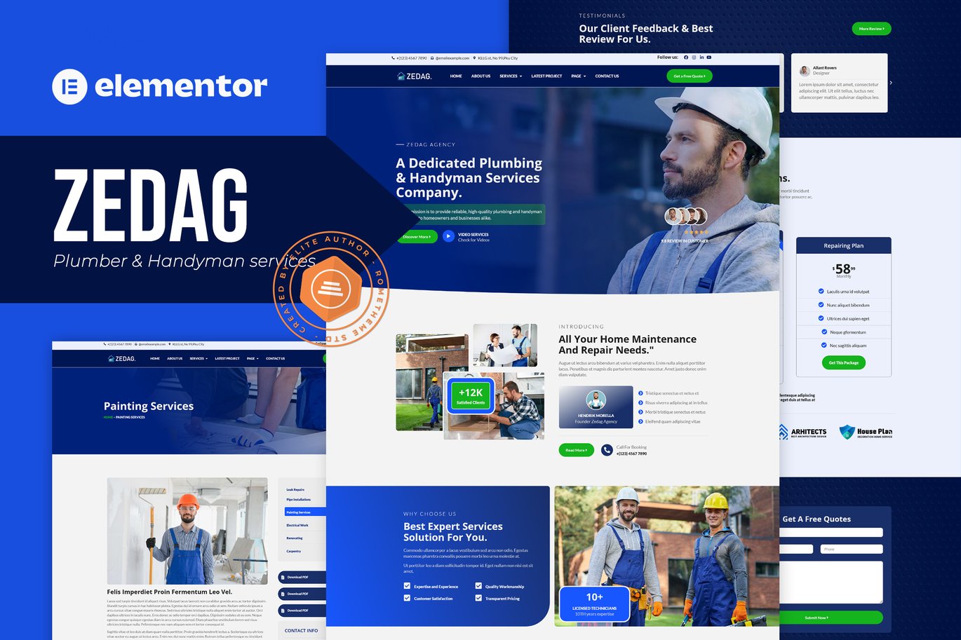 Zedag – Plumber and Handyman Services Elementor Pro Template Kit