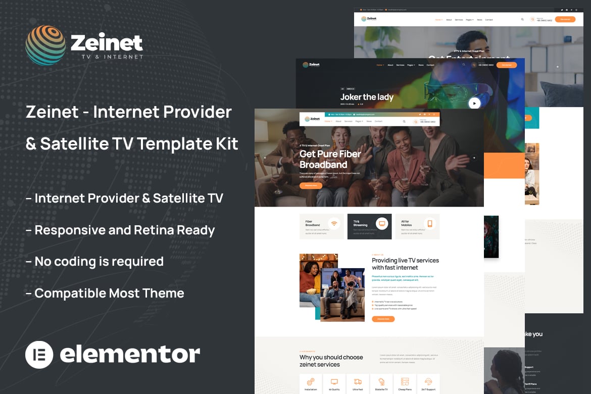 Zeinet – Internet Provider and Satellite TV Template Kit