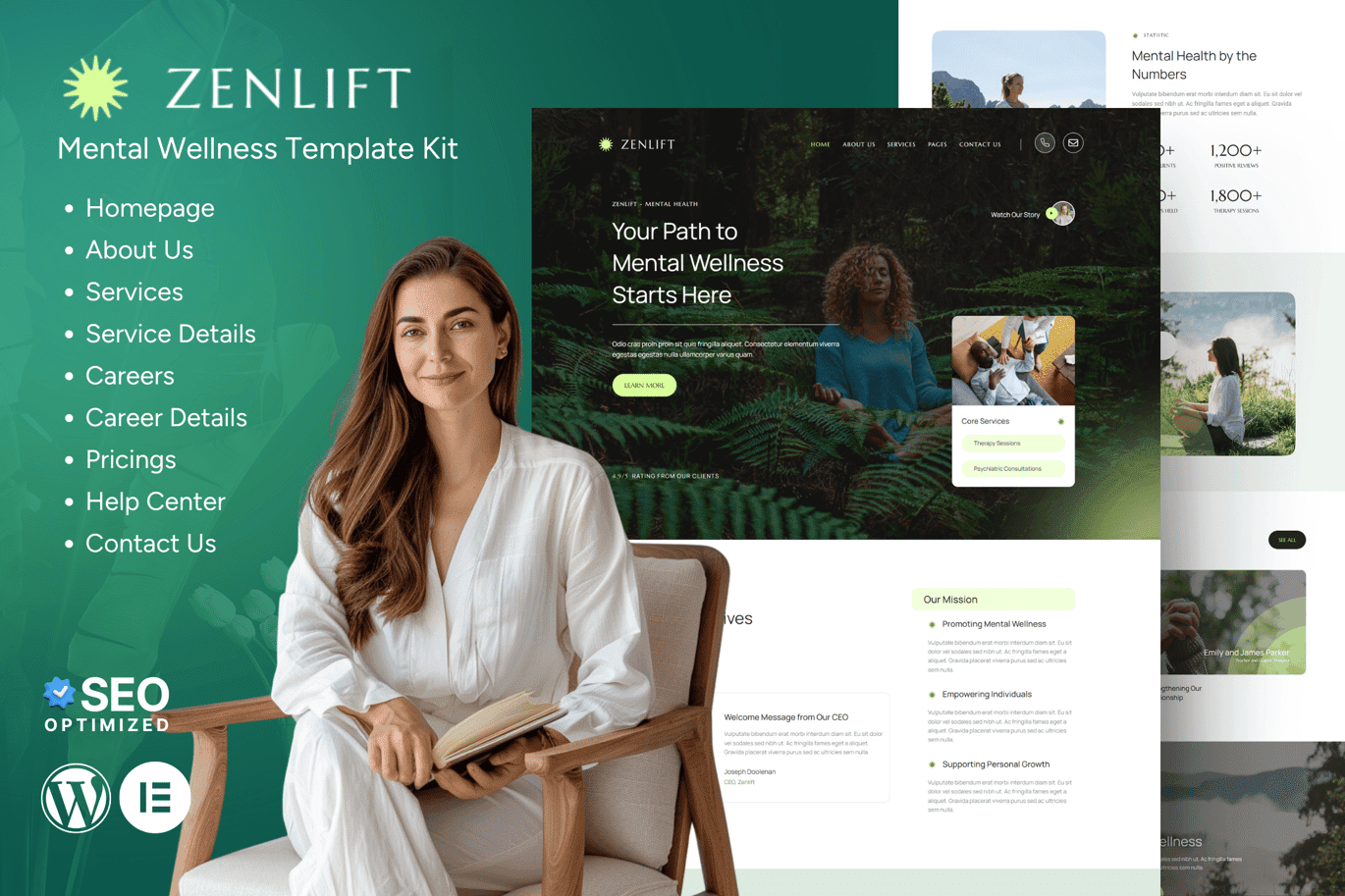 Zenlift – Mental Health Clinic and Consultation Elementor Template Kit