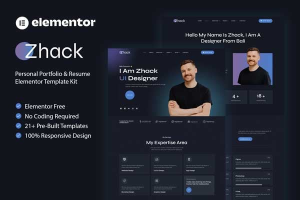 Zhack – Personal Portfolio and Resume Elementor Template Kit