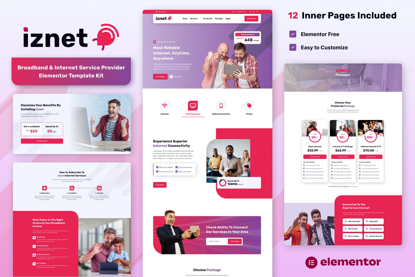 iZnet – Broadband and Internet Service Provider Elementor Template Kit