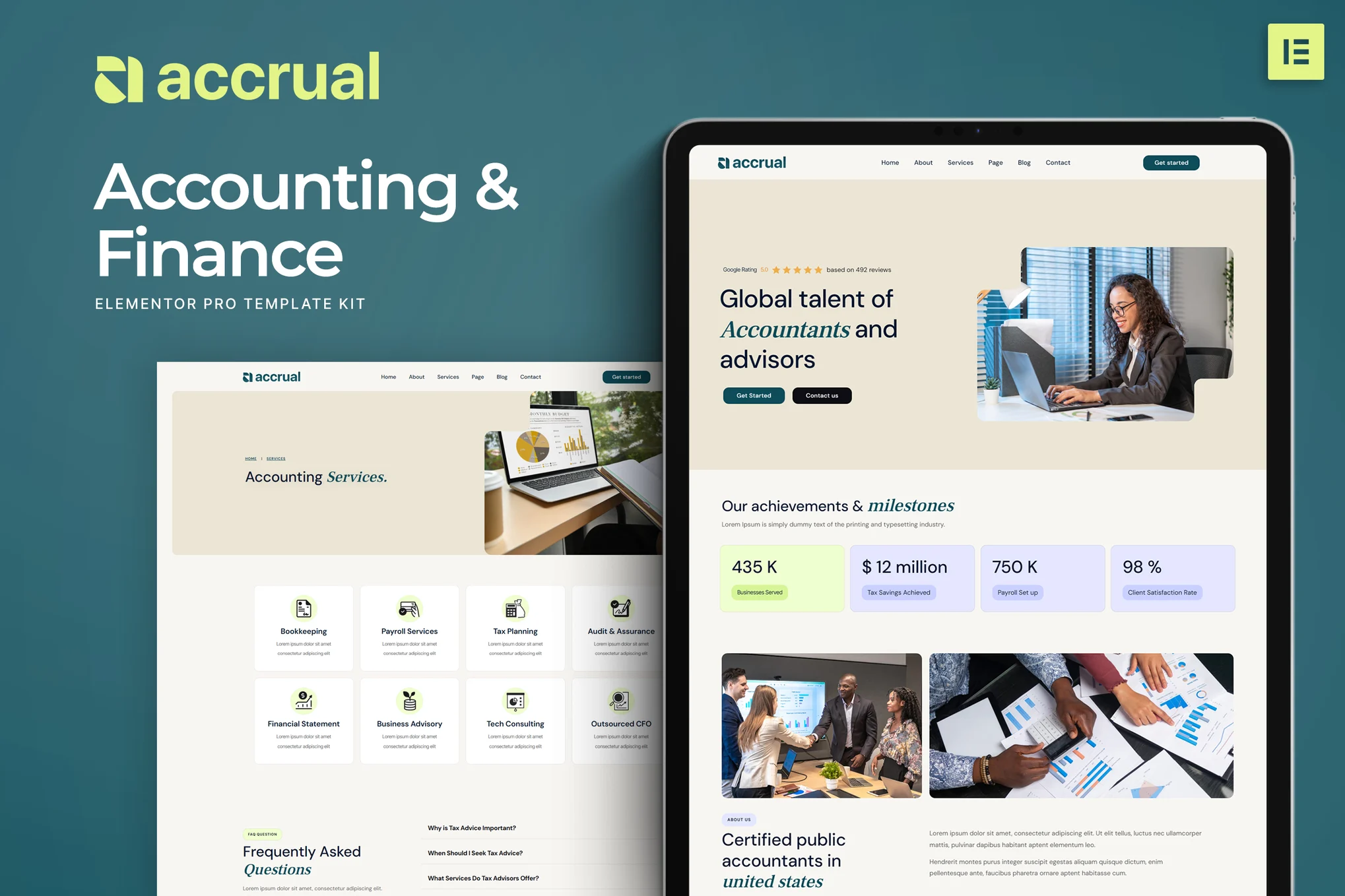 Accrual – Accounting and Finance Elementor Template Kit