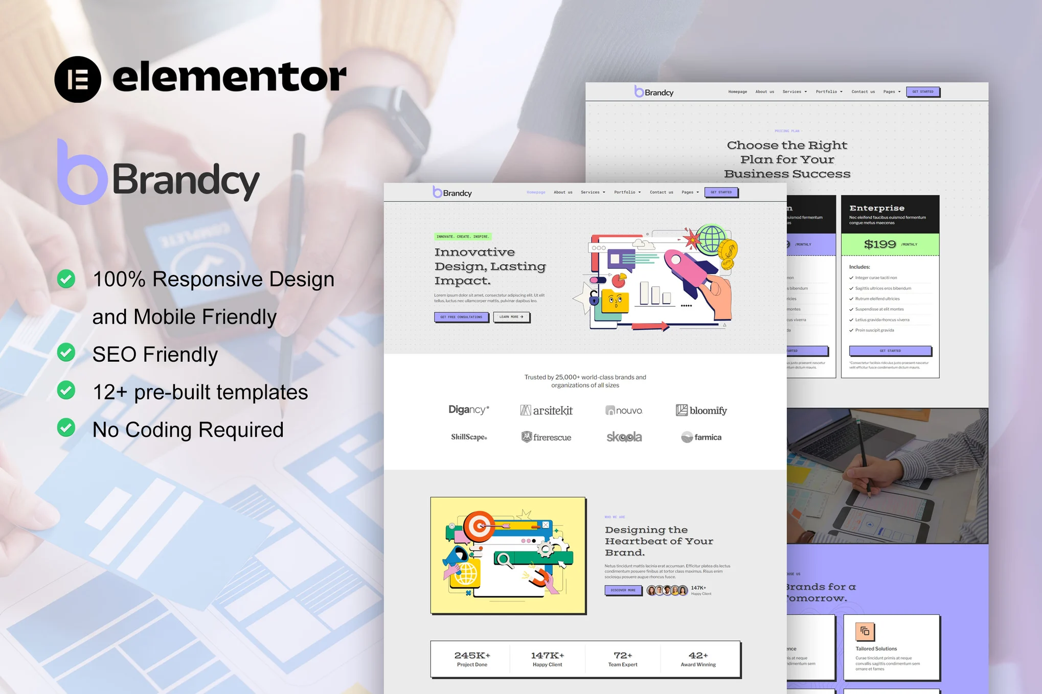 Brandcy – Branding and Digital Marketing Agency Elementor Template Kit