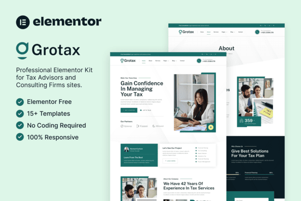 Grotax – Tax Advisor and Consulting Firm Elementor Template Kit