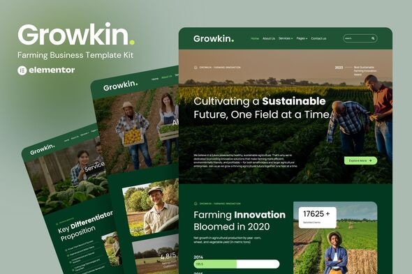 Growkin – Farming Business Website Elementor Template Kits