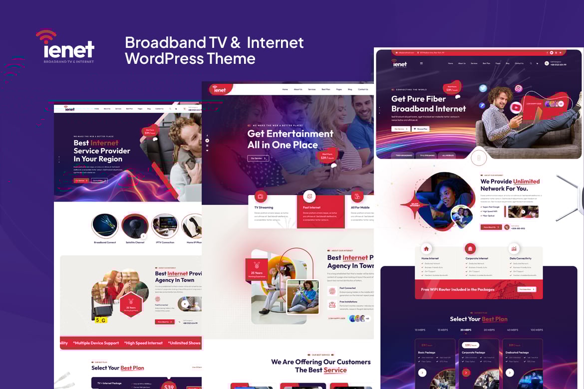 Ienet – Broadband TV and Internet WordPress Theme
