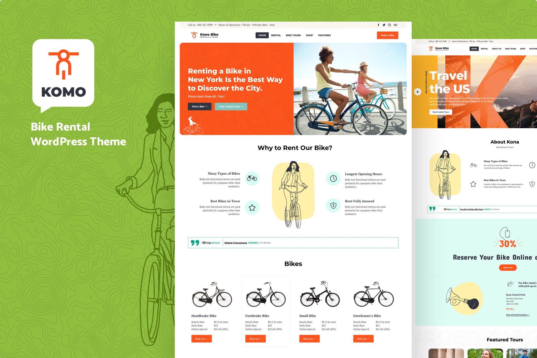 Komo – Bike Rental Shop WordPress Theme