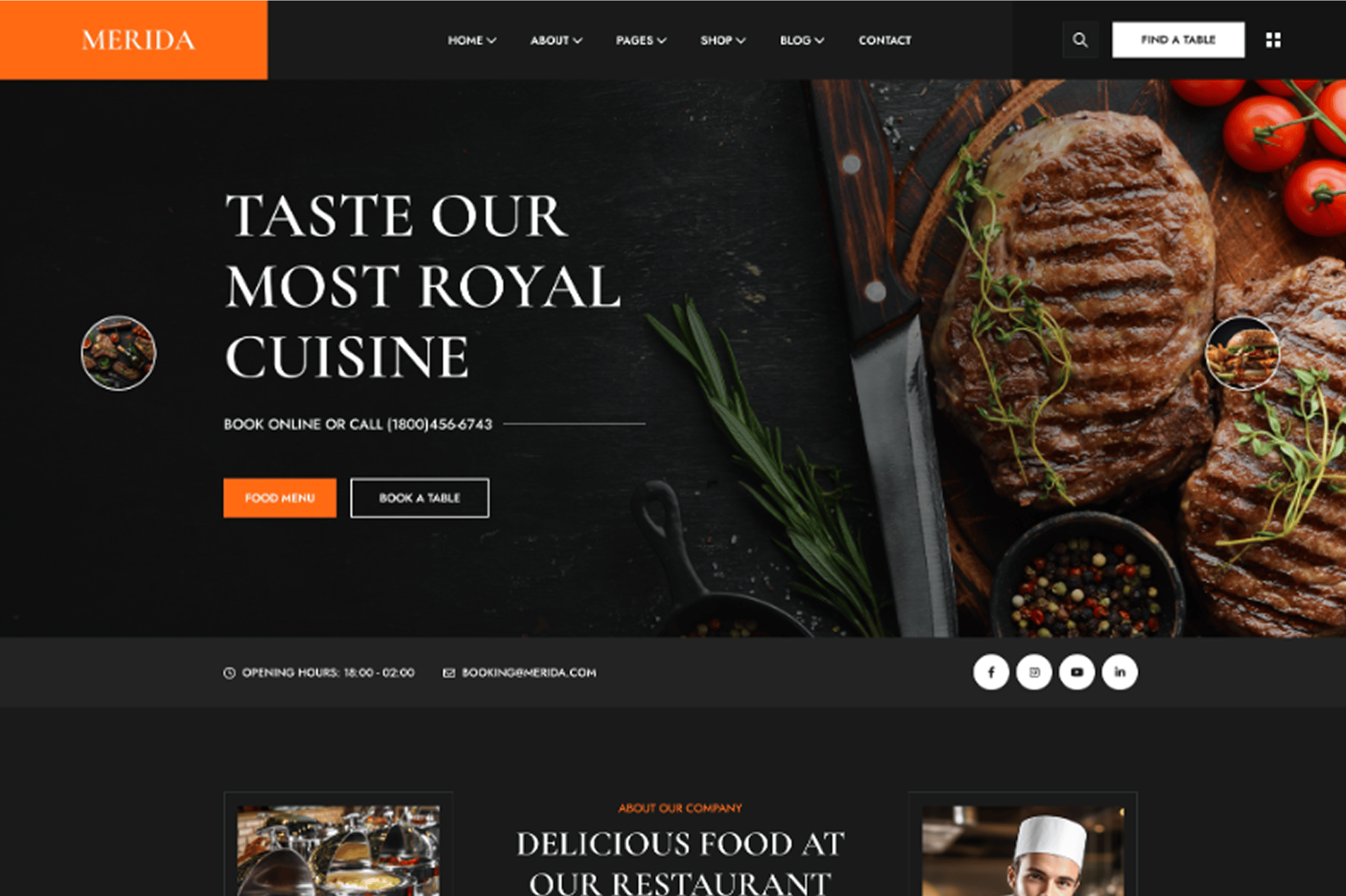 Merida – Restaurant and Food WordPress Theme